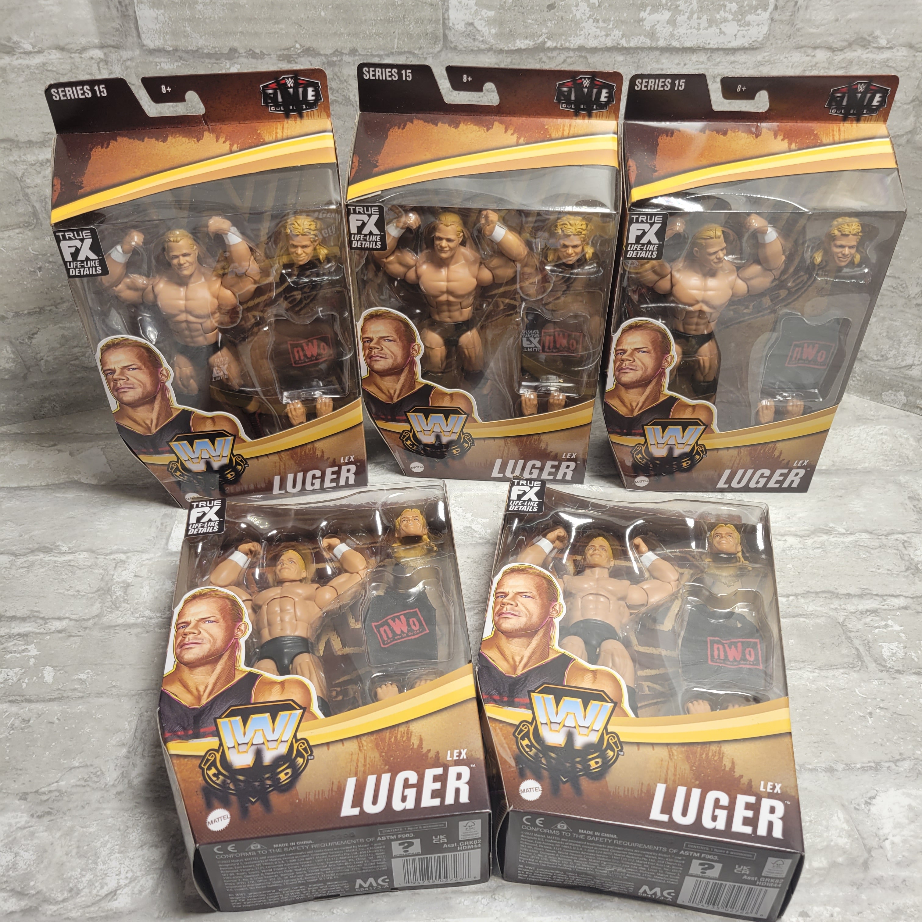 WWE Legends NWO Lex Luger Action Figure Elite Collection Series 15, Lot of 5 (7997092987118)